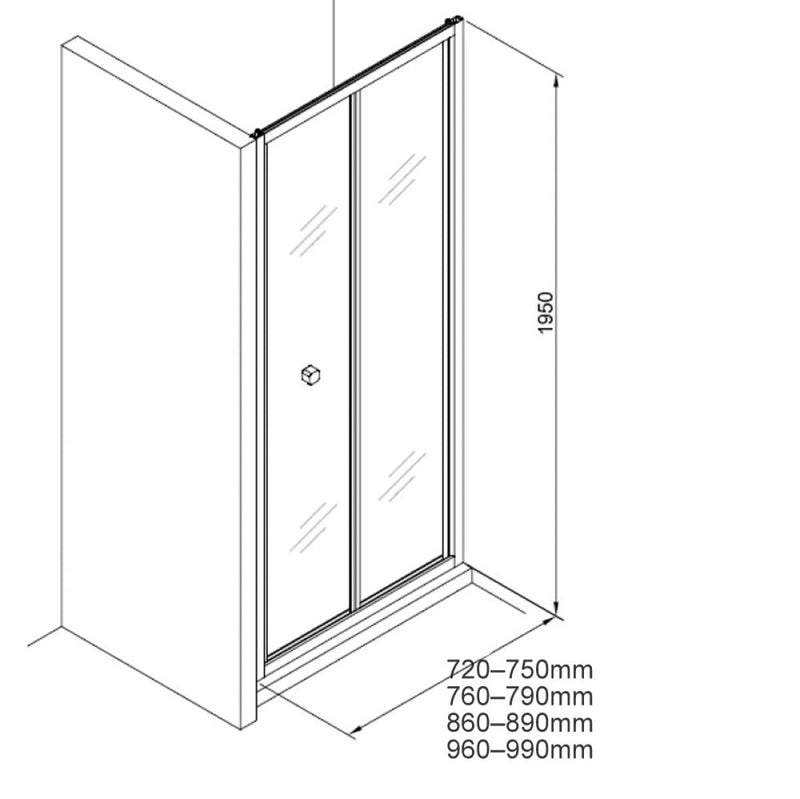 crosswater clear 6 bi fold shower door with side panel technical