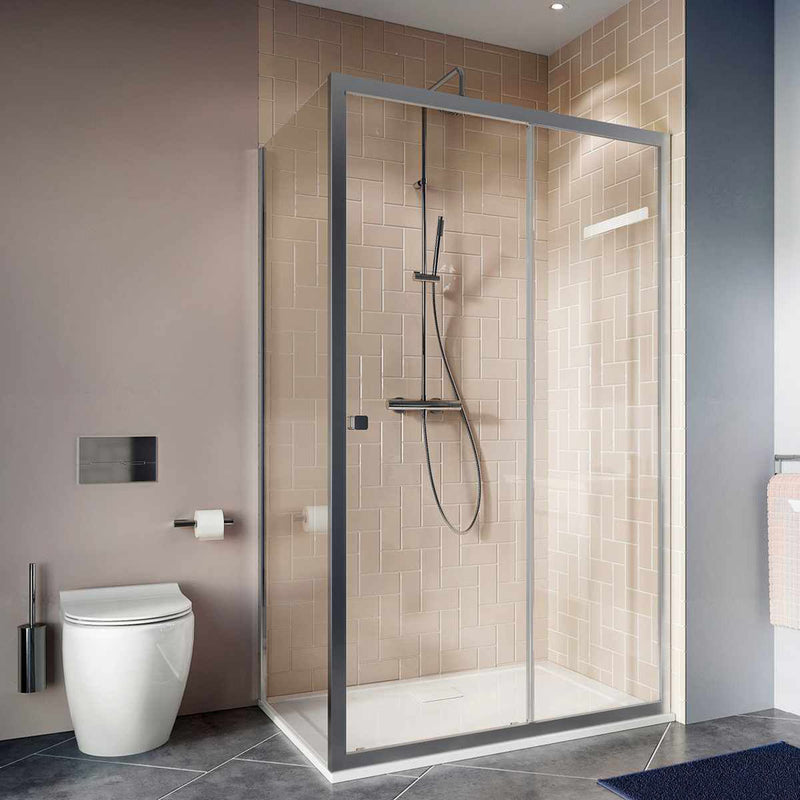crosswater clear 6mm sliding shower door lifestyle silver