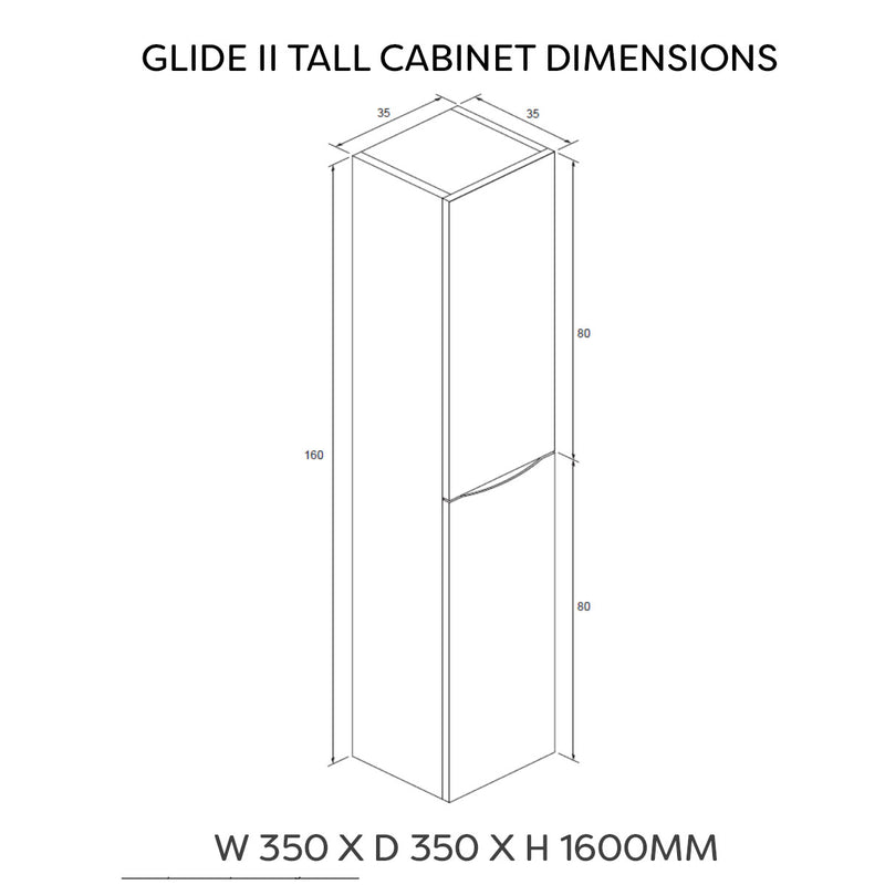 Crosswater Glide II Wall Hung Tall Cabinet With 5 Fixed Shelves