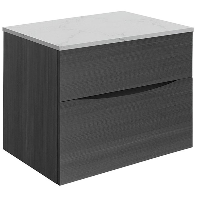 Crosswater Glide II Double Drawer Wall Hung Vanity Unit With Marble Effect Worktop