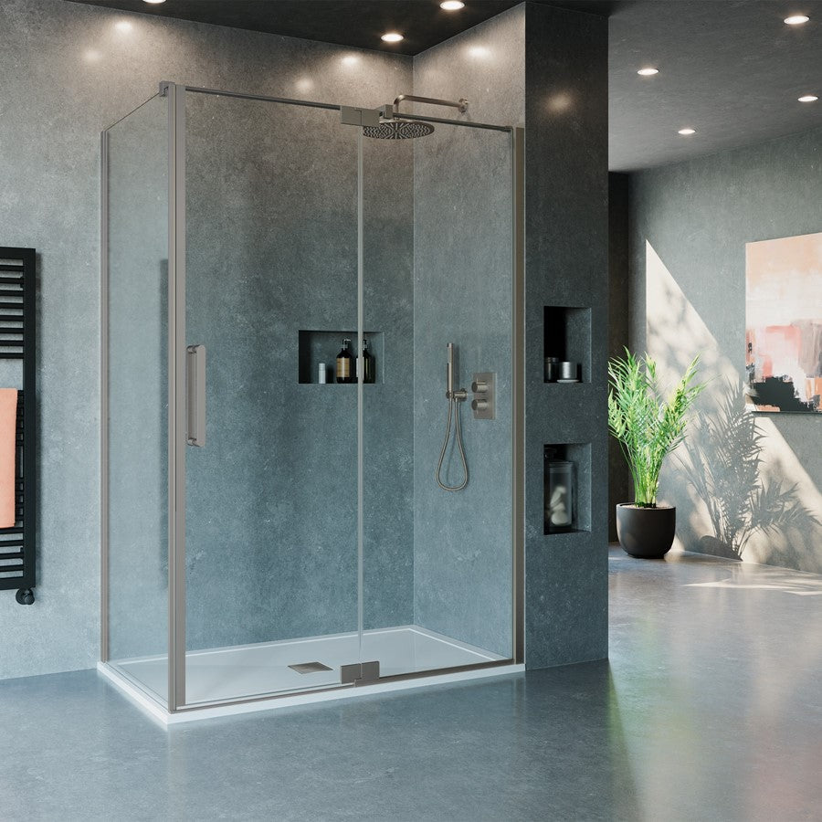 Crosswater OPTIX 10 Pivot Shower Door With Inline Panel & Optional Side Panel