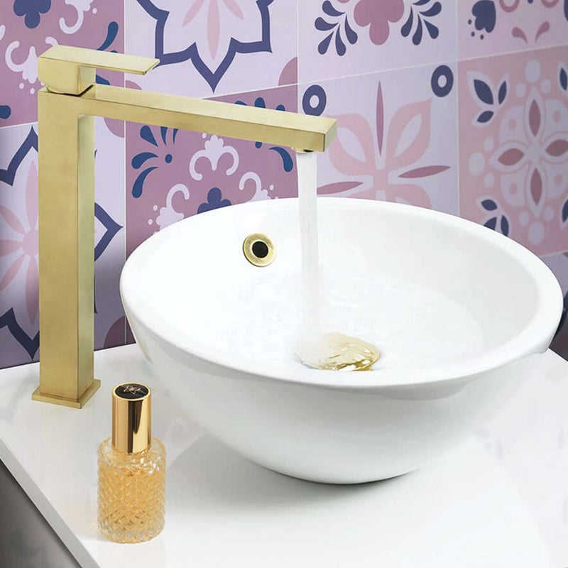 crosswater verge tall basin mixer tap brushed brushed brass effect