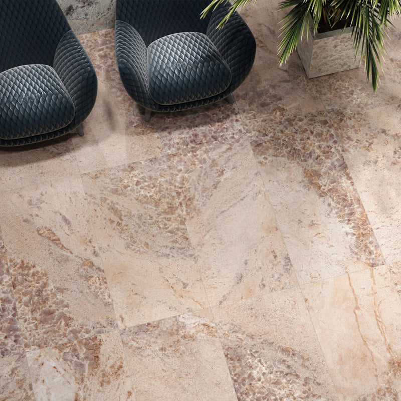 deluxe gemstone rose marble effect porcelain tile 60x120cm feature