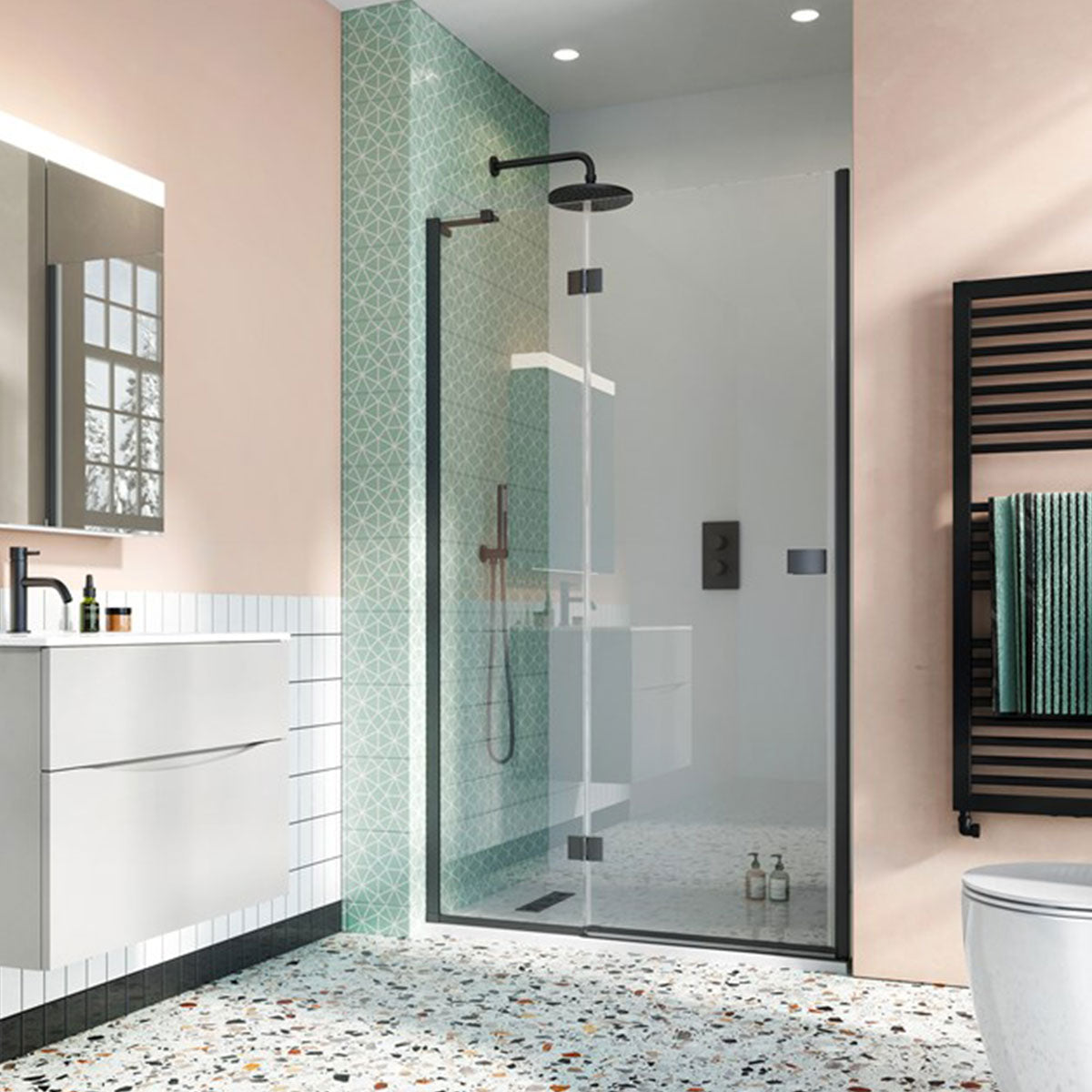 Crosswater DESIGN 8 Hinged Shower Door With Inline Panel Deluxe Bathrooms Ireland