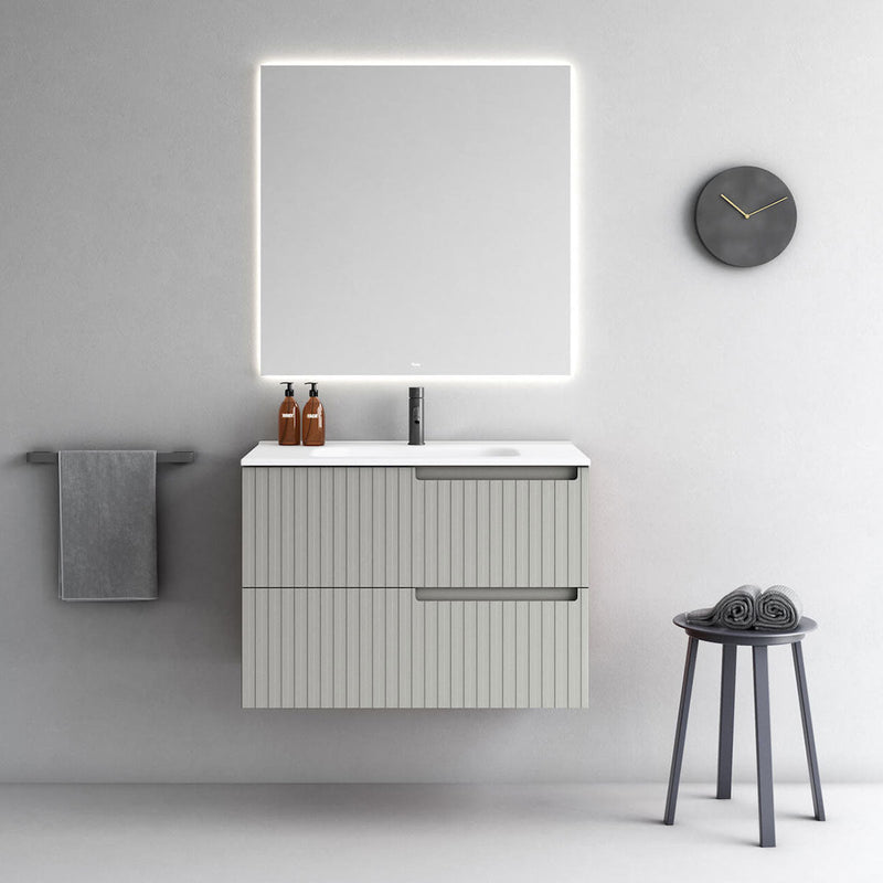 Fiora Synergy Designer Double Drawer Wall Hung Vanity Unit with White Top & Built-In Single Basin