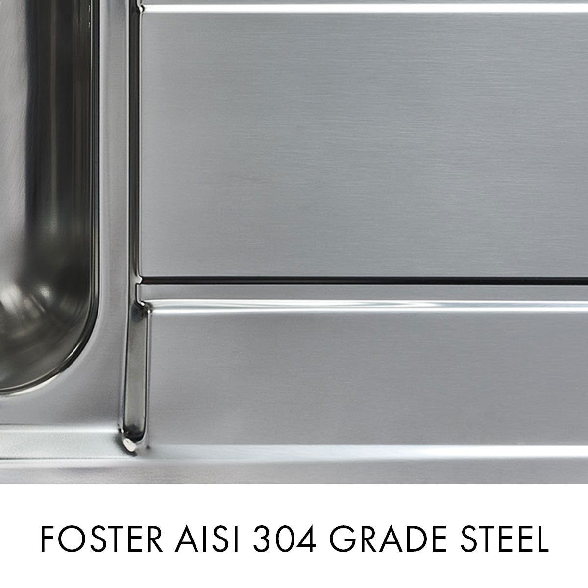 Foster S3000 Double Bowl Kitchen Sink with Draining Board - 1160x500mm - Brushed Stainless Steel