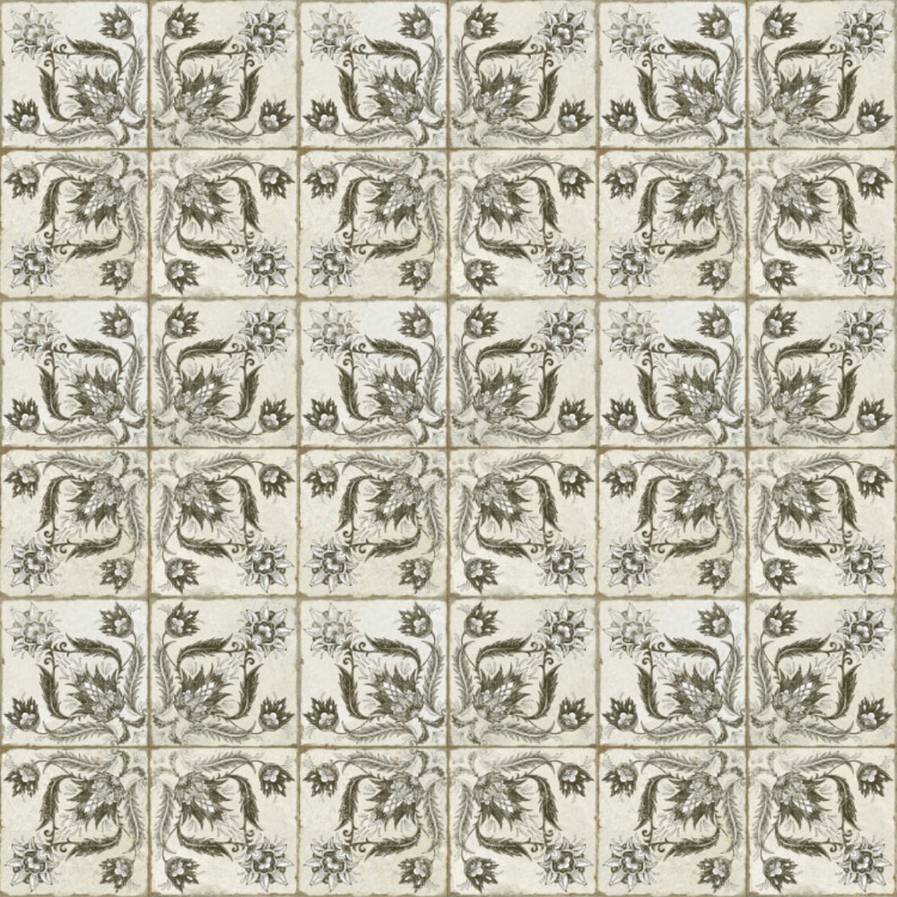 FS Ivy Black Patterned Porcelain Tile 45x45cm Matt | Deluxe Bathrooms