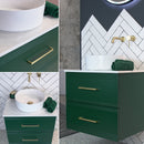 Granlusso Galleria 2-Drawer Wall-Hung Marble Effect Worktop Vanity Unit - Deep Emerald