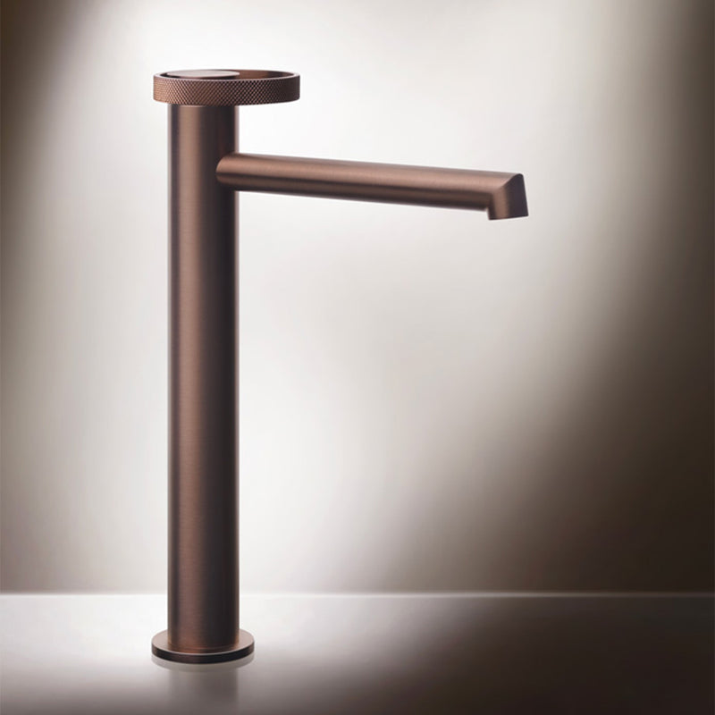 gessi anello tall basin mixer tap warm bronze brushed feature