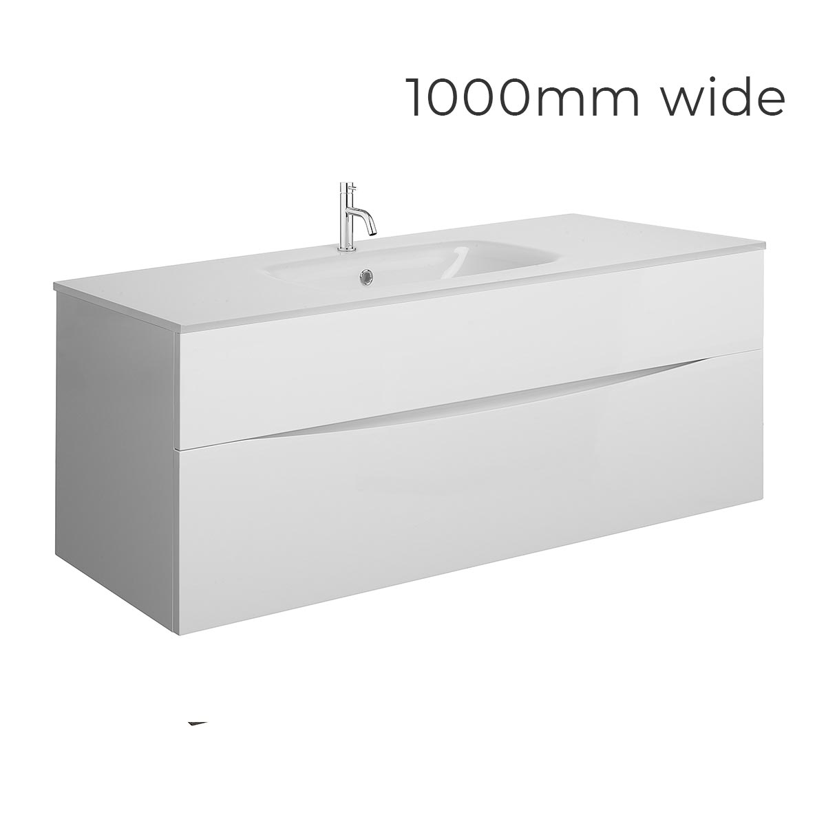 Crosswater Glide II Two Drawer Wall Hung Vanity Unit With Ice White Glass Basin