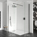 Granlusso 8 Clear Glass Wetroom Shower Screen - Matt Black