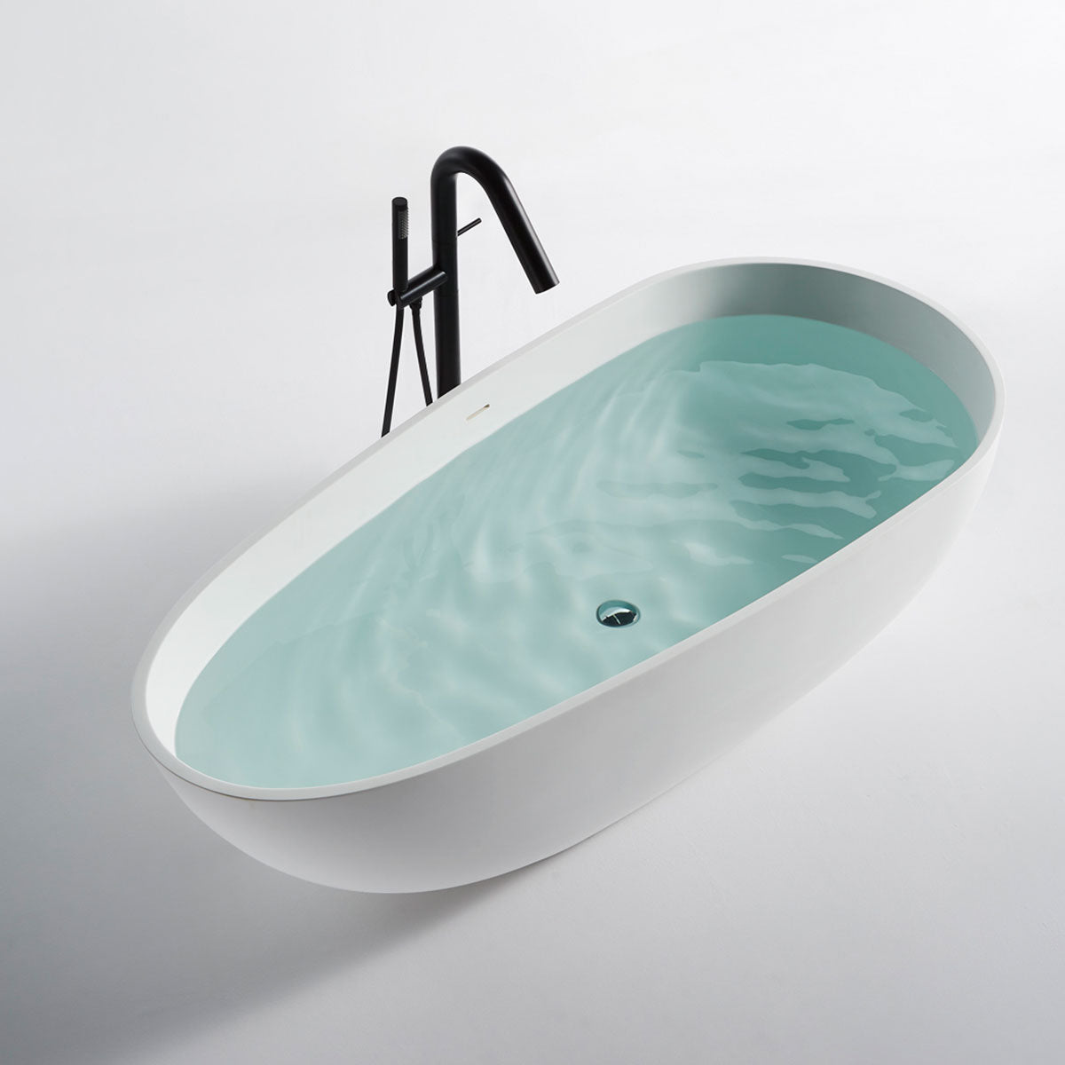 Granlusso Riviera Freestanding Stone Bath Matt White 1700