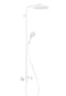 Hansgrohe PowderRain 240 Exposed 2 Outlet Rigid Riser Thermostatic Shower Kit With Overhead Shower and Handset - Matt White
