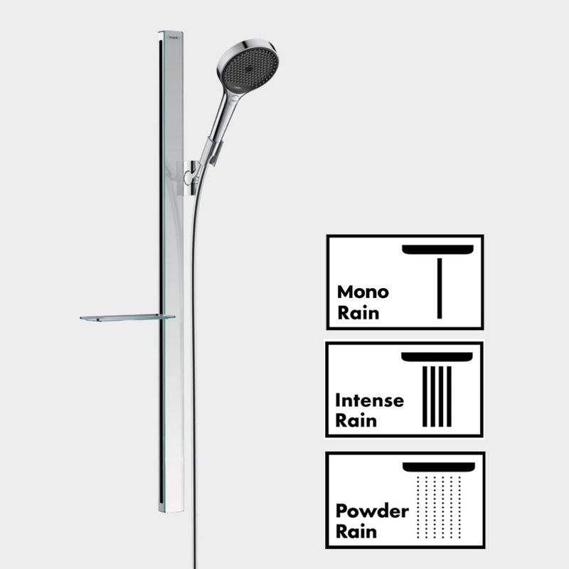 Hansgrohe Square Thermostatic Shower Valve With Rainfinity 250 Overhead & Hand Shower Slide Rail Kit