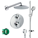 Hansgrohe Round 2 Outlet Thermostatic Valve with Raindance 240 Overhead Shower and Slide Rail Kit