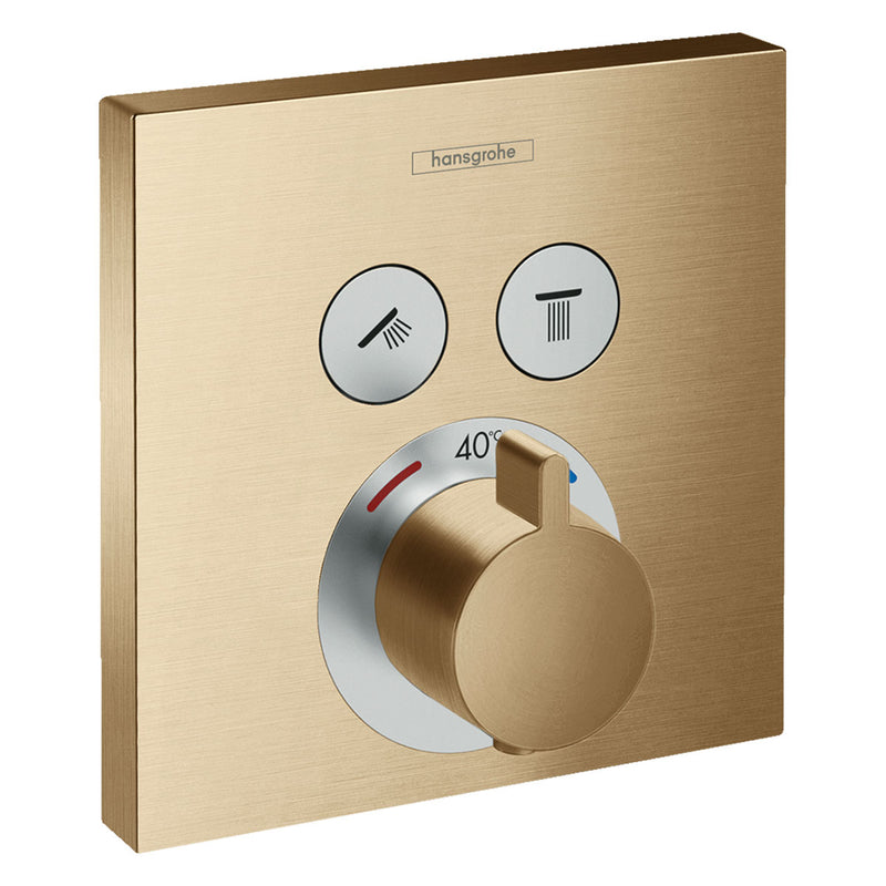 Hansgrohe Square 2 Output Thermostatic Shower Valve Brushed Bronze