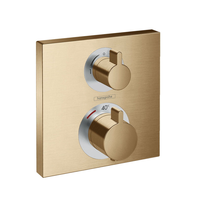 Hansgrohe Square Thermostatic Valve with Raindance 300 Overhead Shower & Handset Brushed Bronze