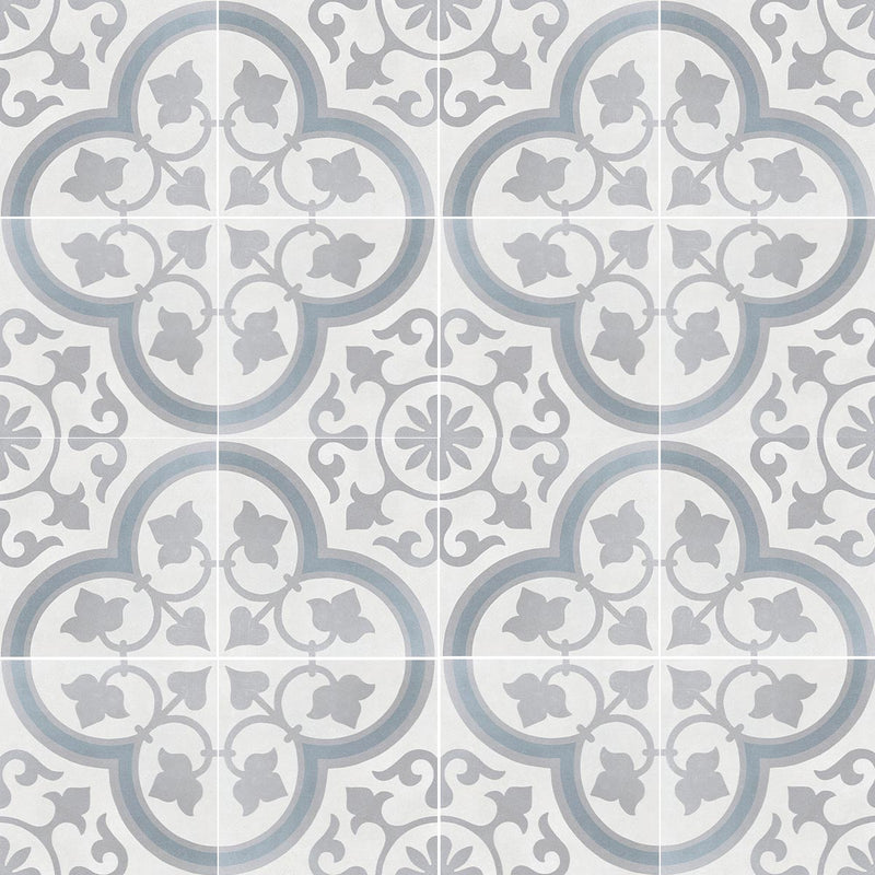 Havana Silver Ornate Porcelain Tile 22x22cm Matt | Deluxe Bathrooms