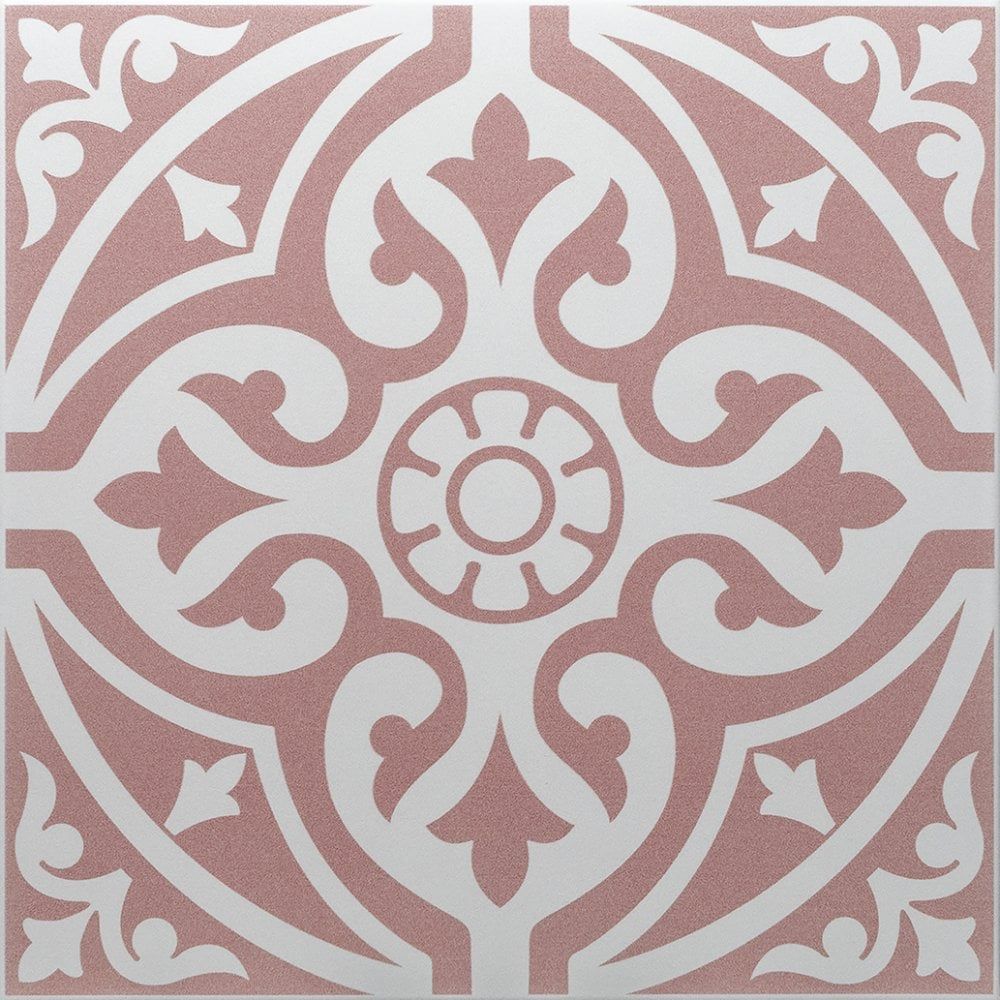 Hadrian Pink Patterned Porcelain Tile 33x33cm Matt