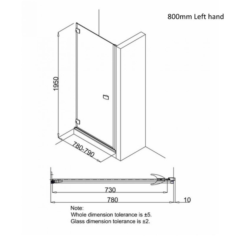 Crosswater DESIGN 8 Hinged Shower Door & Side Panel