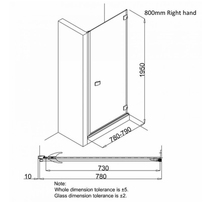 Crosswater DESIGN 8 Hinged Shower Door & Side Panel