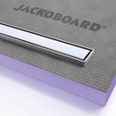jackoboard aqua line easy shower board tray with linear drain close up