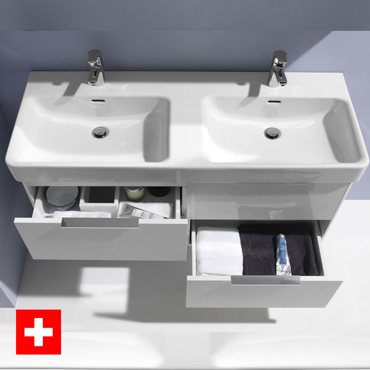 Laufen pro S Base 1200 Four Drawer Wall Hung Vanity Unit With Double Washbasin