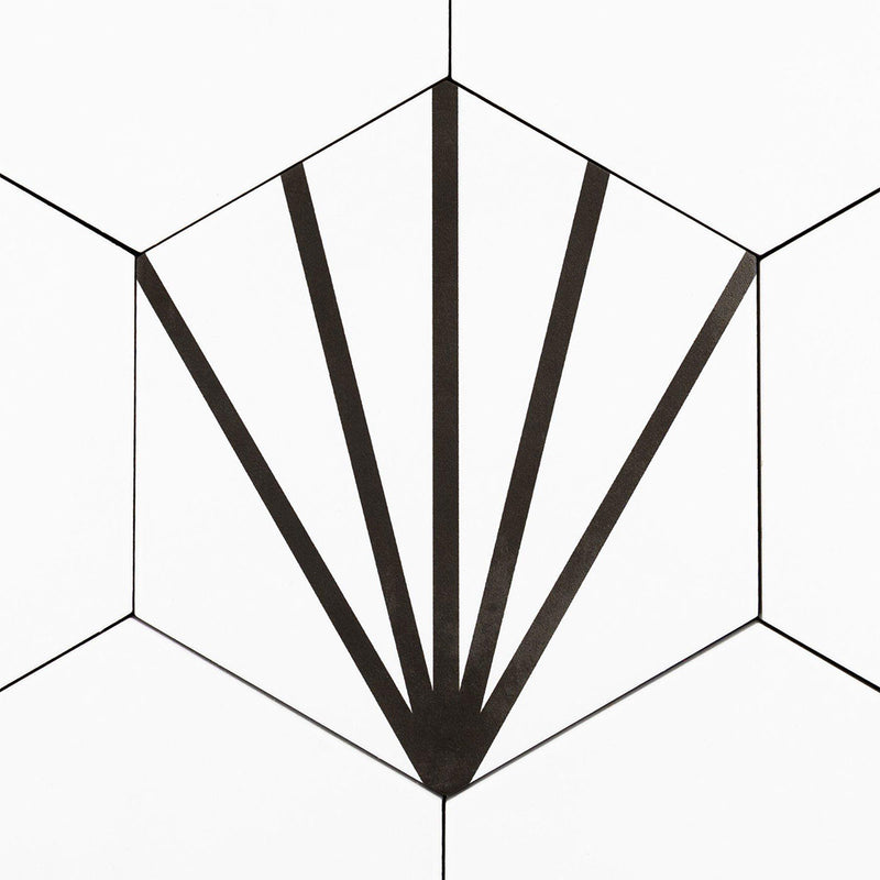 Deluxe Lilypad Line Negro Porcelain Matt Tile 23 x 20cm