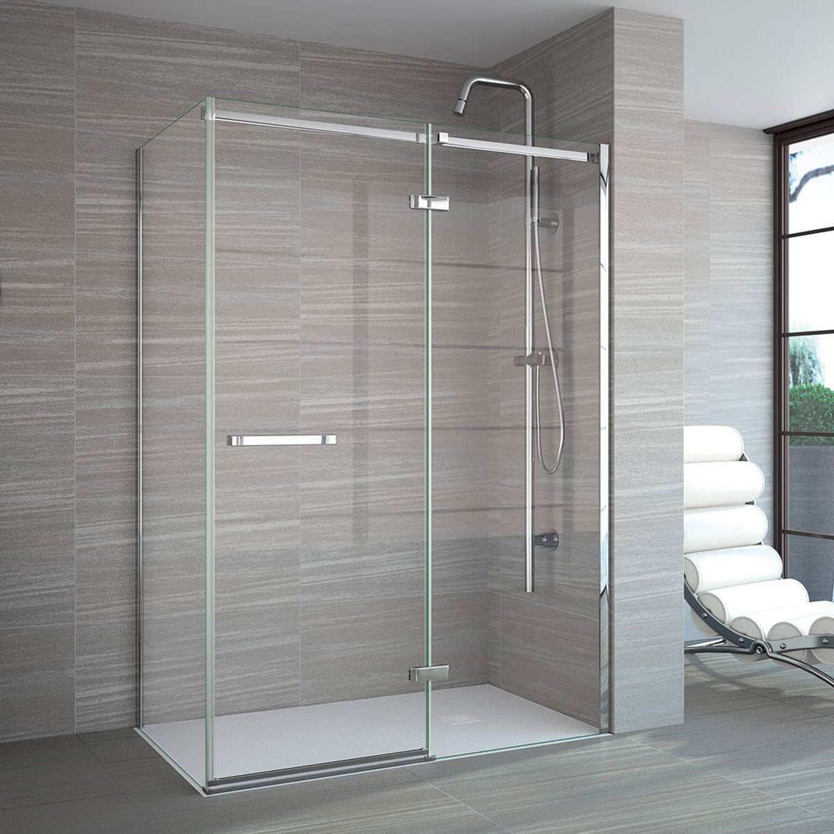 Merlyn 8 Series Frameless Hinge & Inline Shower Door With Side Panel