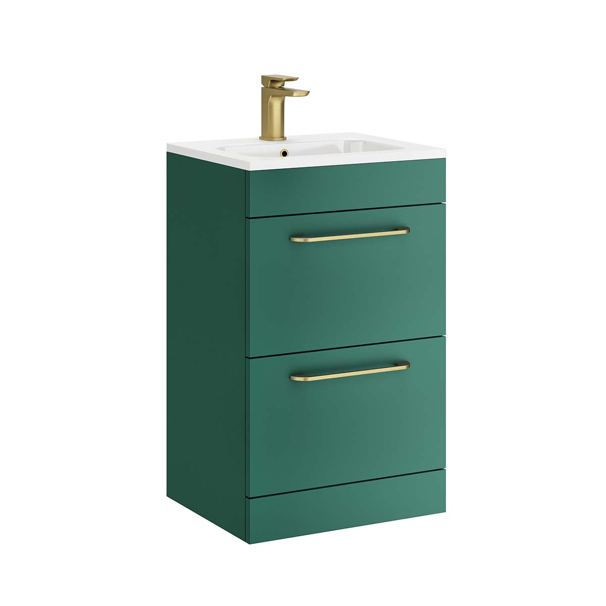 Miami 500mm Floorstanding 2-Drawer Vanity Unit With Basin - Forest Green