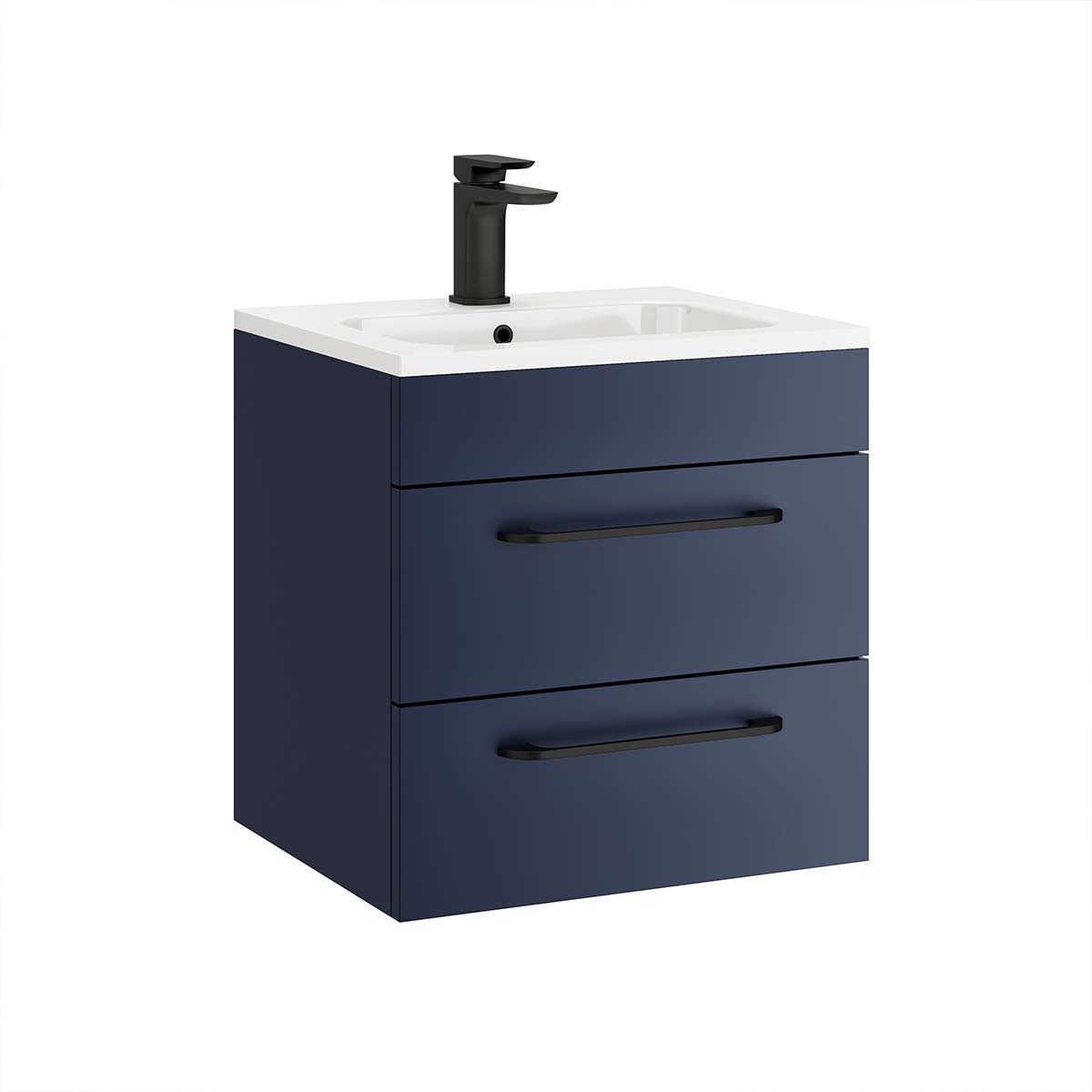 Miami 500 Wall Hung 2-Drawer Vanity Unit With Basin - Deep Blue