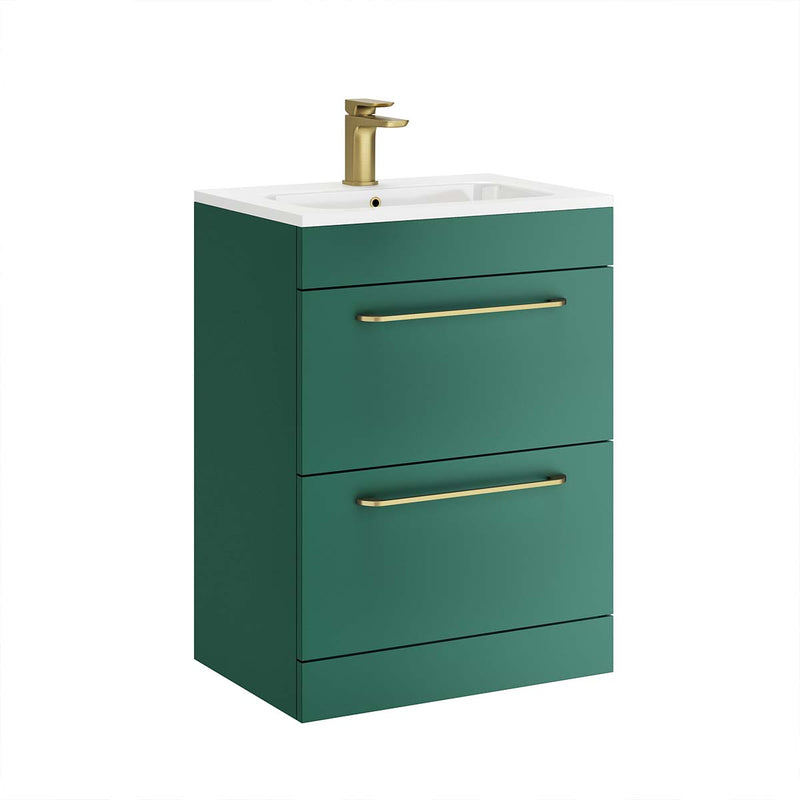 Miami 600mm Floorstanding 2-Drawer Vanity Unit With Basin Forest Green