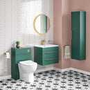 Miami 600mm Wall Hung 2-Drawer Vanity Unit With Basin - Forest Green Lifestyle