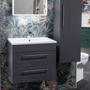 Miami Wall Hung 2-Drawer Vanity Unit With Basin - Lead Grey