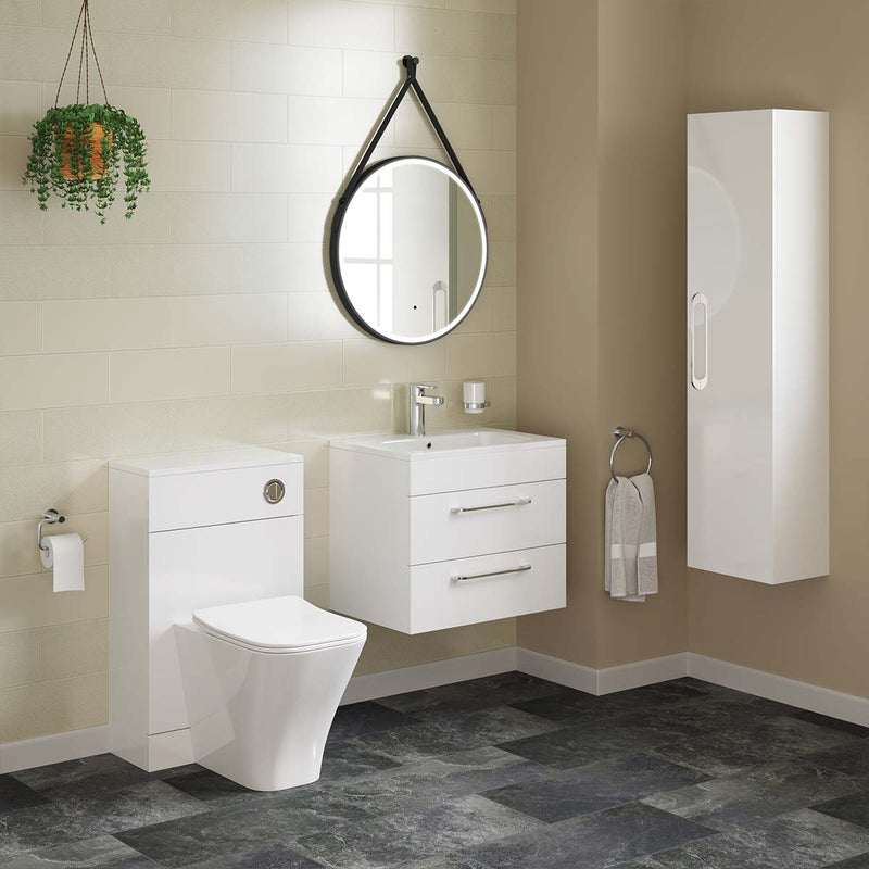 Miami 600mm Wall Hung 2-Drawer Vanity Unit With Basin White Lifestyle