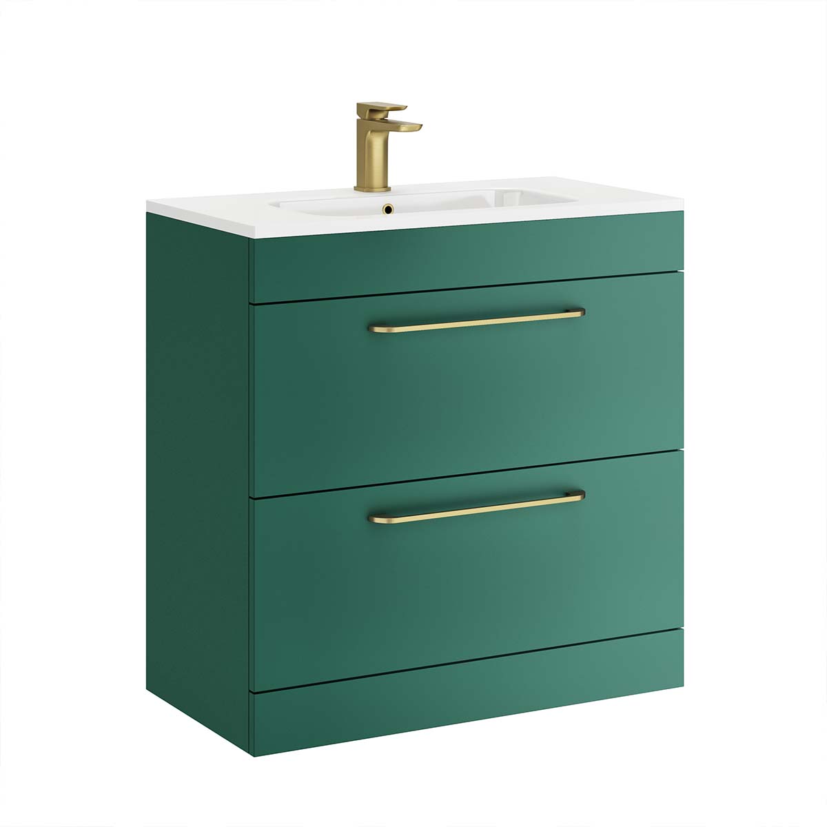 Miami 800mm Floorstanding 2-Drawer Vanity Unit With Basin Forest Green