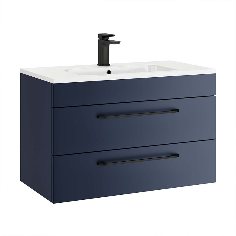 Miami 800 Wall Hung 2-Drawer Vanity Unit With Basin-Deep Blue