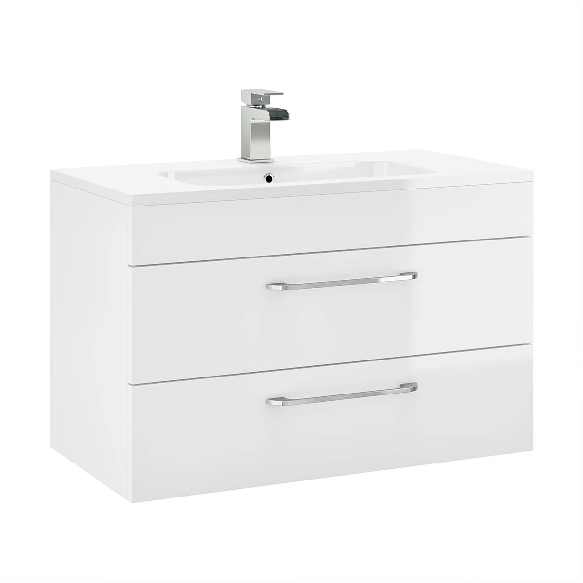 Miami 800mm Wall Hung 2-Drawer Vanity Unit With Basin White