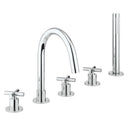Crosswater MPRO Crosshead Deck Mounted 5 Tap Hole Bath Mixer with Shower Handset