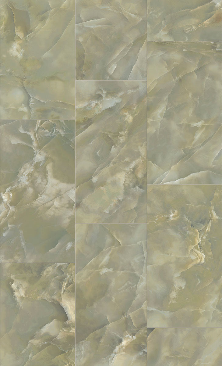Deluxe Onyx Green Marble Effect Porcelain Tile Gloss 60x120cm