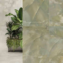 Deluxe Onyx Green Marble Effect Porcelain Tile 60x120cm Gloss