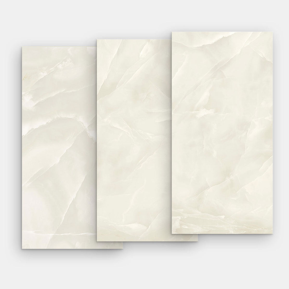 Deluxe Onyx Blanco Marble Effect Porcelain Tile 60x120cm Gloss