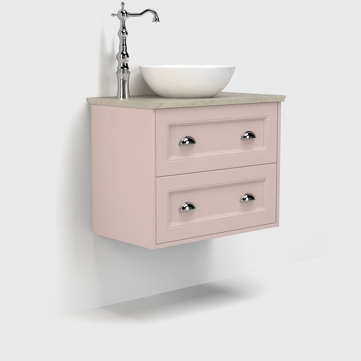 Roseberry 2 Drawer Wall Mounted Vanity Unit With Solid Surface Worktop