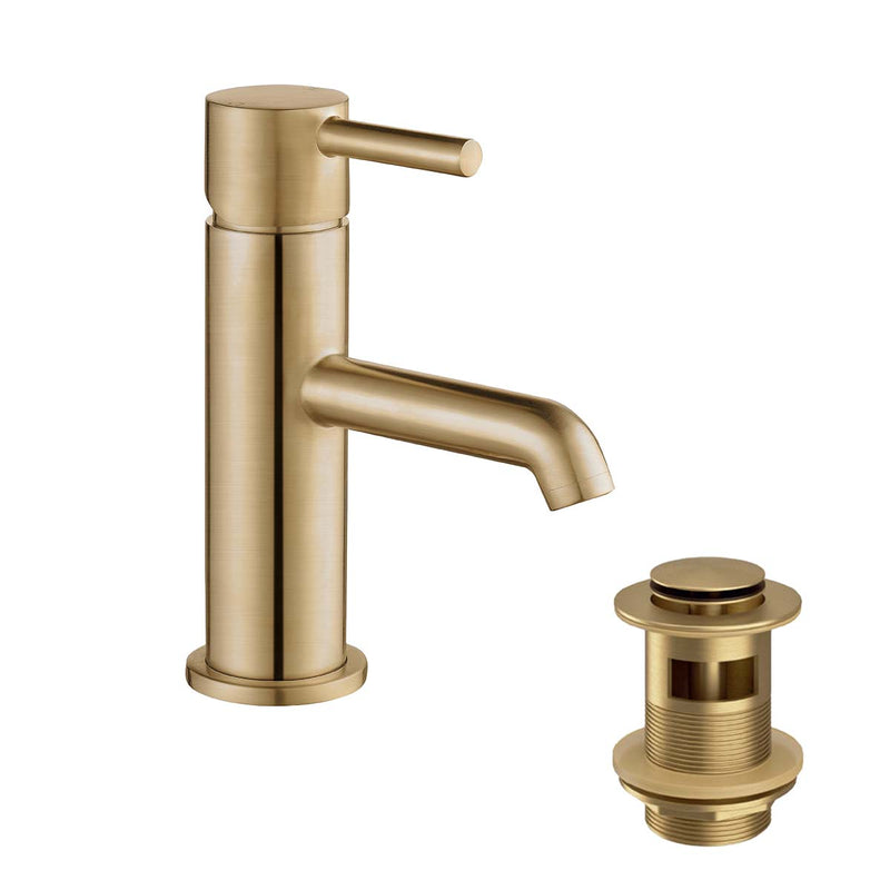 Deluxe Portobello Basin Mixer With Click-clack Waste - Brushed Brass 