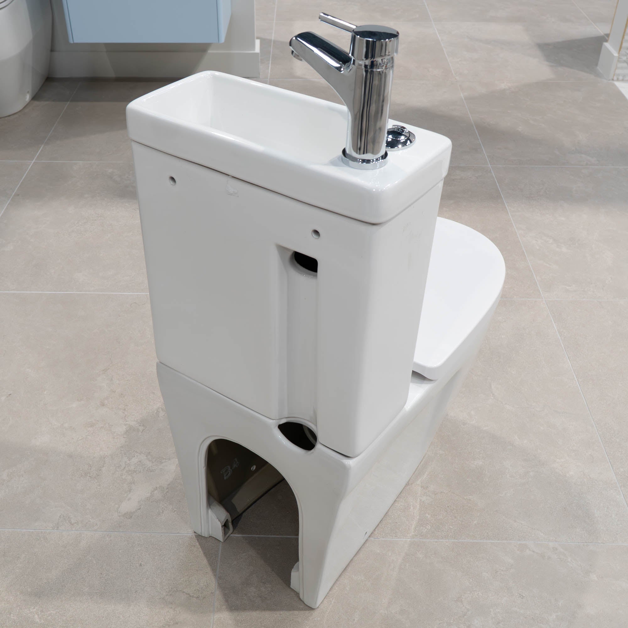 Jordan Rimless Short Projection Toilet With Cistern, Basin and Tap