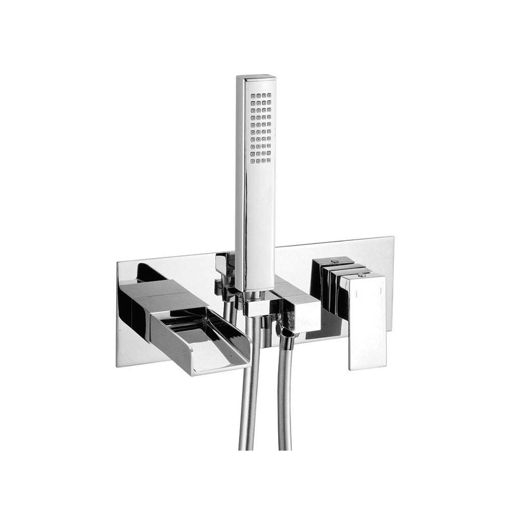 Granlusso Riviera Wall Mounted Bath Shower Mixer With Handset Kit Chrome