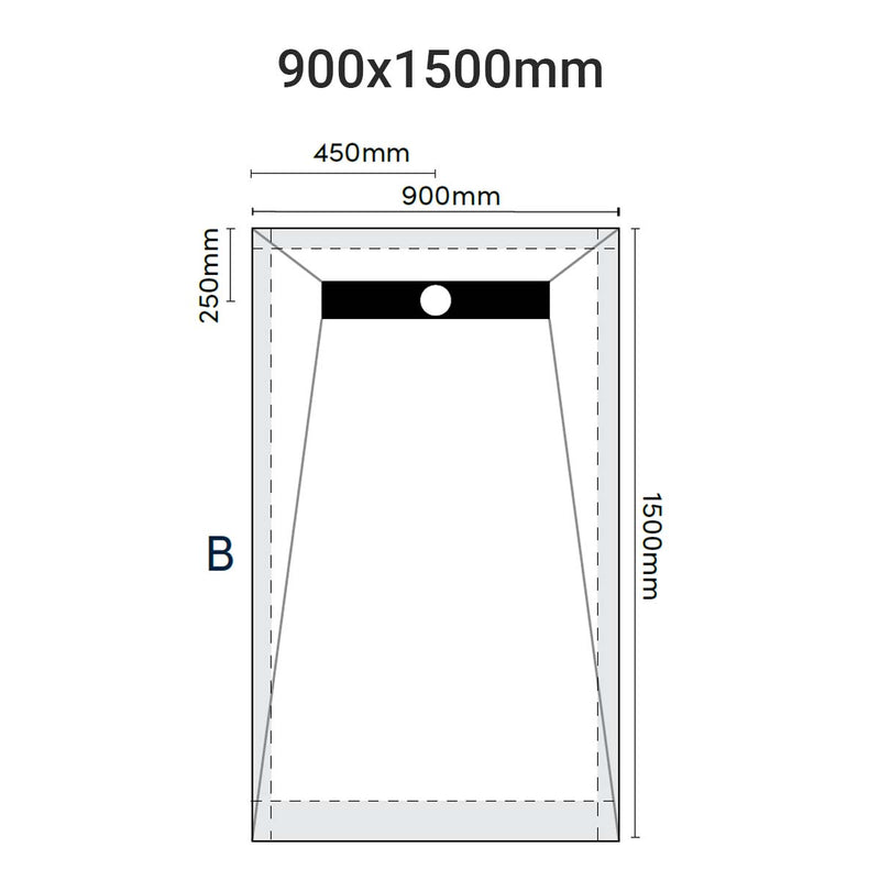 sharpslope linear drain 900x1500mm dimensions