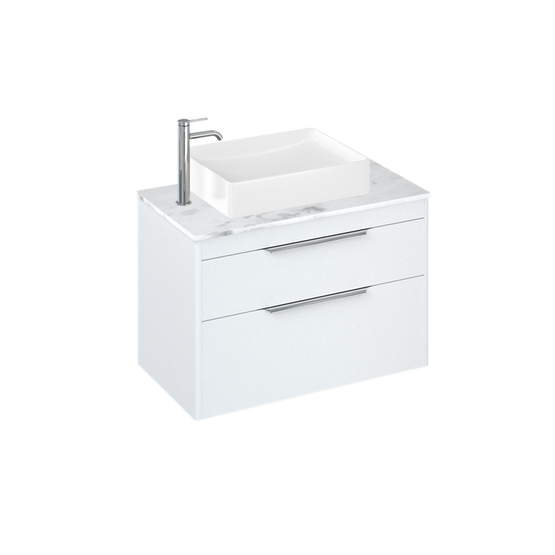 Shoreditch Double Drawer Wall Hung Vanity Unit With Worktop & Quad Basin
