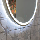 HiB Solstice Round LED Mirror With Brushed Brass Frame and Decorative Strap