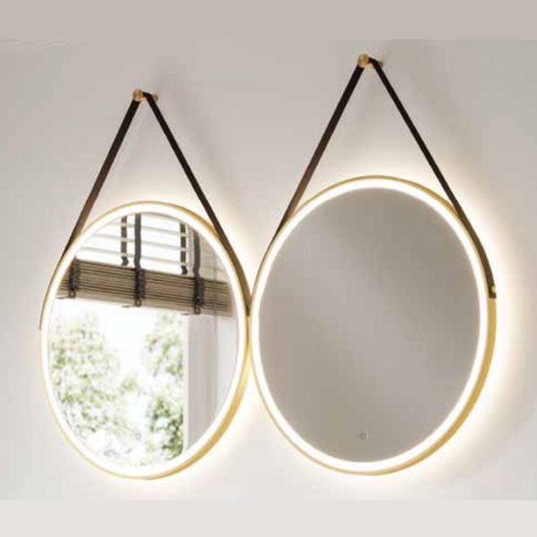HiB Solstice Brushed Brass Frame LED Illuminated Mirror With Demister Pad